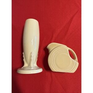 Fiesta 6" Bud Vase & Mini Disc Pitcher Yellow Set Homer Laughlin HLC